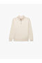 Half Zipper Long Sleeve Viscose Blend Knitwear Sweater - 3