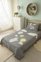 Flying Balloon Patterned Baby and Kids Printed Single Pique Set 160X230 Gray
