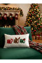 غطاء وسادة مستطيل الشكل مطرز بتصميم Ho Ho Ho لعيد الميلاد - غطاء وسادة مميز لعيد الميلاد