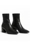 Women's Black Stretch Pointed Toe Center-Stitched Heeled Boots - 8