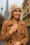 Beige Faux Fur Plush Heart Women's Hat - 2