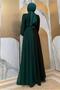 Women's Green (Emerald) Belted Two-Tone Chiffon Dress t 6083 - 3