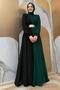 Women's Green (Emerald) Belted Two-Tone Chiffon Dress t 6083 - 2