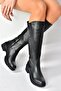 Black Genuine Leather Women's Everyday Boots N654226103