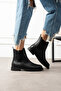 Black Skin Women's Side Elastic Boots K66 - 2