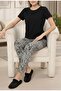 Viscose Knitted Leopard Print Short Sleeve Women's Pajamas Set