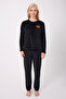 Stella Lauren Kadife Uzunkol Women's Black Pajama Set - 2