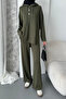 Women's Modal Fabric Snap Fastener Hooded Oversized Tunic Set 1119