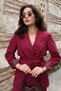 Women's double belted blazer jacket pants set - 4