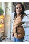 Girls-Boys Inflatable Vest with Lining, Zippered Pockets, Water-Repellent, Windbreaker, Heat Insulated, Bronze Tan - 7