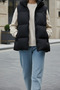 Women's Puffer Vest with Hood and Pockets - 2