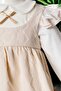 Bow-adorned Peter Pan collar bodysuit dress, 0-2 years, with sleeve detail, self-patterned, in pique fabric. - 4
