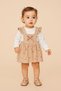 Baby Girl Floral Patterned Bow Dress with Badili 2-Piece Set Long Sleeve Undershirt 3-6-9-12-18-24Months