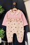 Ruffled Bowknot Baby Collar Booties Jumpsuit 0-12 Months with Snap Fasteners at the Bottom - 2