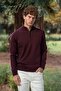 Half Fisherman Zippered Wool Burgundy Knitwear Sweater