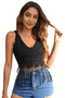 Tasseled Fringed Thick Strap Unlined Exotic Seaside Bohemian Lace Blouse Black - 5