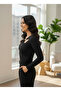 Women's Gold Accessory Cross Detailed Long Sleeve Sendy Fabric Blouse - 3