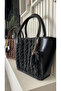 Handmade Leather Accessory Straw Shoulder Bag (40X42Cm) Brown Taba Black Color - 4