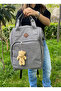 Gray Mother Baby Care Bag |   Liquid Proof, Thermos, Multi-Compartment Backpack