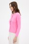 2241 Crew Neck Buttoned Cardigan Pink - 2