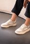 Eliza Imported Special Series Genuine Leather Stone Detail Women's Sports Shoes White - 3