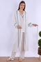 Effortt Ecru Robed Maternity and Postpartum Pajama Set - 3
