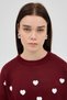 Burgundy Heart Embroidered Crew Neck Crop Sweater 2337 - 7
