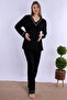 Cotton Comfortable Cut Maternity Pajama Set with Breastfeeding Feature Effortt - Black - 2