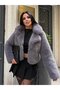 Anthracite Shawl Collar Fur Coat – Plush Appearance, Soft Texture, Stylish and Warm Winter Coat 7585