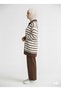 Women's Striped Zippered Collar Knitwear Tunic and Straight Cut Pants Set - Hijab Combination - 5