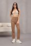 Women's High-Waisted Darted Fabric Trousers - 6