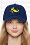 Qua Embroidered Hat – Navy Blue 100% Cotton Gabardine Unisex Model
