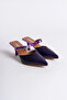 Women's Heeled Single Strap Purple Slippers