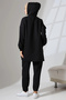 Women's Black Seasonal Combed Cotton Bottom Top Sports and Comfortable Hijab Suit - 6