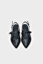 Pointed Toe Buckle Detailed Open Back Women's Ballerinas - 5