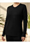Knitwear V-Neck Hair Knitted Patterned Blouse / Black - 3
