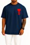 Oversize Heart and Letter B Pocket Design Unisex T-Shirt