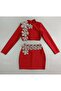 Women's Low-Cut Glittering Floral Applique Mini Evening Dress Set Party Graduation after Party Evening Gown - 3