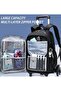Printed 6-Wheel Trolley School Backpack Black and Blue - 3