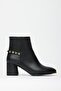 Black Women's Heeled Zippered Winter Boots with Back Stud Detail - 4