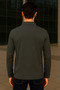 Men's Casual Basic Smoked Long Sleeve Polo Neck T-Shirt - 4