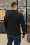 Men's Winter Plus Size Black Zippered Sweatshirt - 4