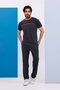 Men's Oversize American Pique Fabric Anthracite Crew Neck T-Shirt Top and Bottom Set - 133 - 6