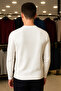 Men's Crew Neck Striped White Sweat Knitwear Sweater - 4