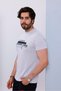 Men's White Crew Neck Printed T-Shirt - 170 - 4