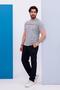 Men's Oversize American Pique Fabric Gray Crew Neck T-Shirt Bottom-Top Set - 133 - 3