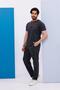 Men's Oversize American Pique Fabric Anthracite Crew Neck T-Shirt Top and Bottom Set - 133 - 5