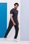 Men's Oversize American Pique Fabric Anthracite Crew Neck T-Shirt Top and Bottom Set - 133 - 4