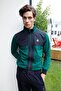 Men's Two Thread Fabric Sl Slim Fit Ar Leg Green Zippered Tracksuit Set - 7664 - 2