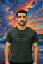 Men's Crew Neck Text Print Short Sleeve Smoked T-Shirt - 6